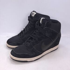 Nike Sky High Hidden Wedge Lace Up Shoe Womens Size 6.5 644877-001 Black White